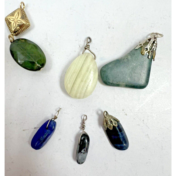 Gem crystal Natural Boho‎ Hippie Pendants Lot of 6 wearable - Picture 1 of 5